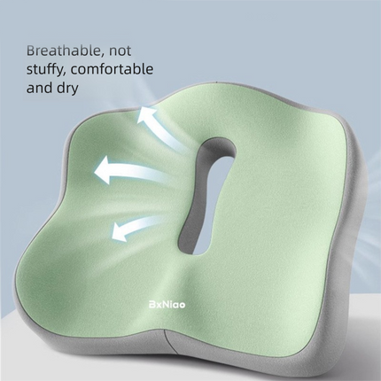 Yellow Ergonomic Memory Foam Seat Cushion – Coccyx Relief for Office, Car and Long Sitting
