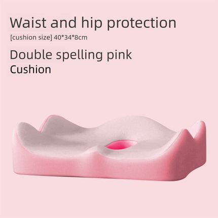 Double-tone pink Ergonomic Memory Foam Seat Cushion – Coccyx Relief for Office, Car and Long Sitting