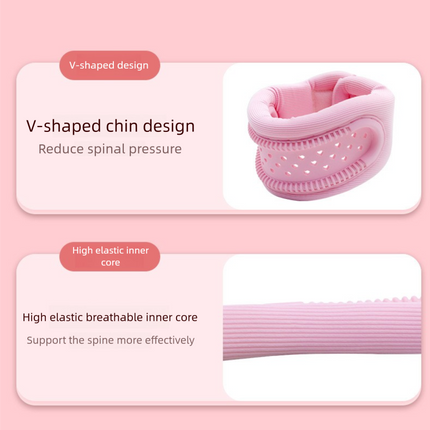 Pink Hollow Neck Support Brace – Ergonomic Cervical Collar with Breathable Design for Posture Correction and Daily Use