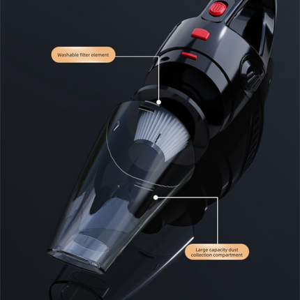 Black Portable Cordless Vacuum Cleaner – High-Power Lithium Battery with Strong Suction for Car and Home Use
