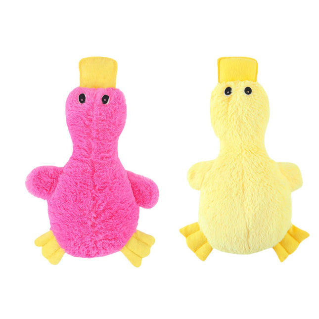 2-Pack Pink and Yellow Plush Duck Dog Toy with Sound