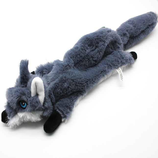 2-Pack Grey Wolf Identical Plush Pet Toys with Squeaker