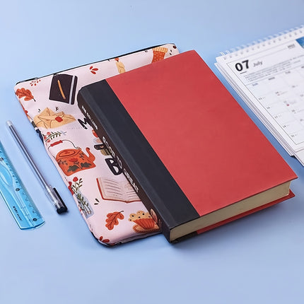 Cats books Zippered Book Sleeve with Printed Design – Waterproof Protective Cover for Books, Ideal for Readers and Students with Extra Pocket & Carry Strap