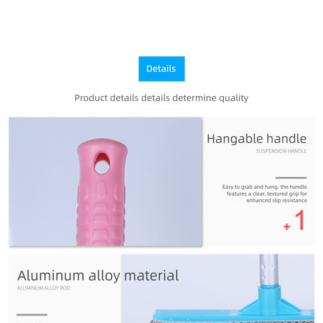 Pink Home Window Cleaner Adjustable Aluminum Alloy Glass Scraper with Dual-Sided Sponge and Rubber Blade – product detail