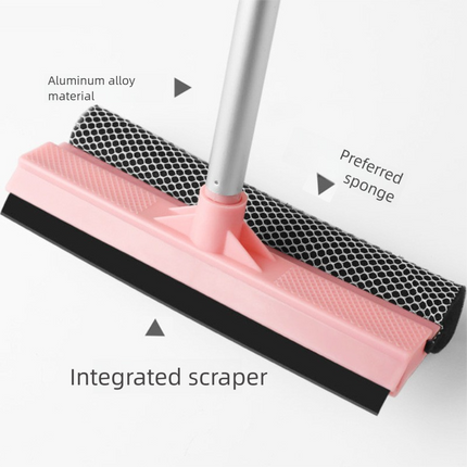 Green Home Window Cleaner Adjustable Aluminum Alloy Glass Scraper with Dual-Sided Sponge and Rubber Blade – shape and profile