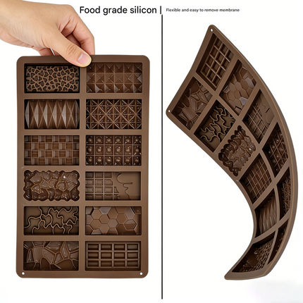2-Piece Dubai Rectangle Chocolate Silicone Mold Set – Food-Grade, Easy Release, Heat-Resistant Baking Molds for Chocolate, Candy, and Cake(Chocolate bars)