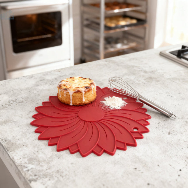 5-Piece Round Flower Silicone Trivet Set Heat-Resistant Non-Slip Dishwasher-Safe Pot Holder for Kitchen – product detail
