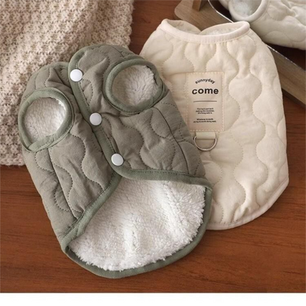 Beige Winter Dog Vest for Small and Medium Breeds Thickened Warm Quilted Coat with Soft Fleece Lining – design and finish