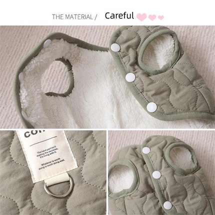 Beige Winter Dog Vest for Small and Medium Breeds Thickened Warm Quilted Coat with Soft Fleece Lining – shape and profile