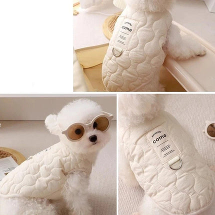 Beige Winter Dog Vest for Small and Medium Breeds Thickened Warm Quilted Coat with Soft Fleece Lining – product features