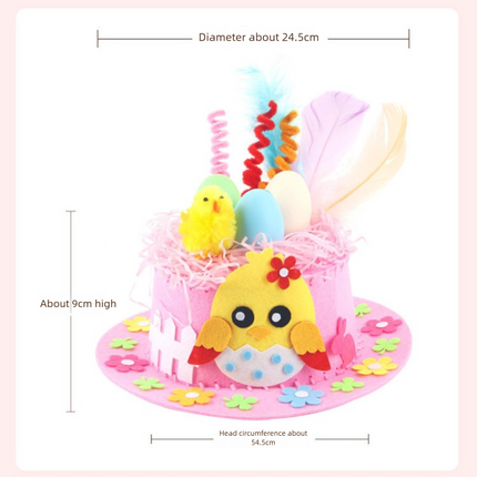 Pink DIY Easter Hat Craft Kit – Kids’ Handmade Decoration Set with Accessories for Easter Parties, School Activities and Home Crafts