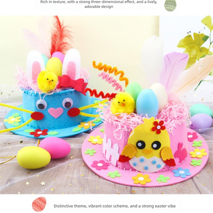 Yellow DIY Easter Hat Craft Kit – Kids’ Handmade Decoration Set with Accessories for Easter Parties, School Activities and Home Crafts