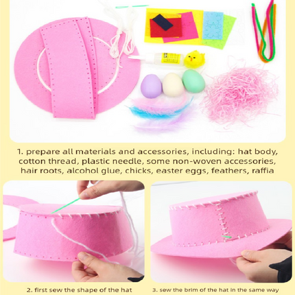 Blue DIY Easter Hat Craft Kit – Kids’ Handmade Decoration Set with Accessories for Easter Parties, School Activities and Home Crafts