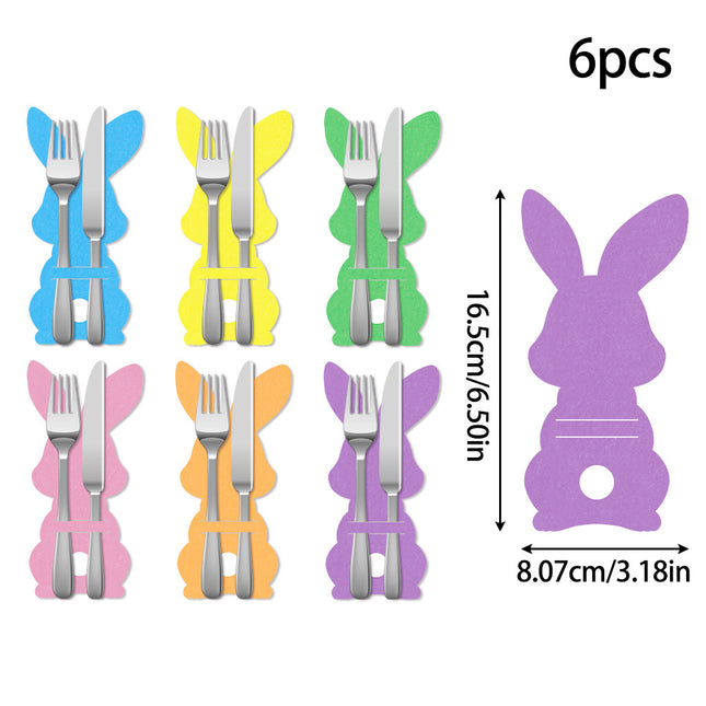 Rabbit 18-Piece Easter Cutlery Holders Set 3 Identical Sets of 6 Festive Tableware Decor for Holiday Dining