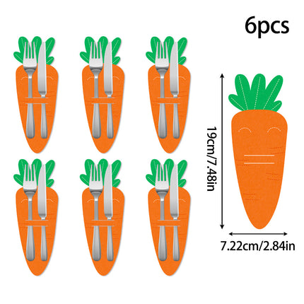 Carrot 18-Piece Easter Cutlery Holders Set – 3 Identical Sets of 6, Festive Tableware Decor for Holiday Dining and Party Use