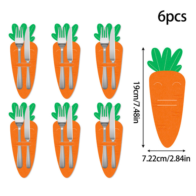 Carrot 18-Piece Easter Cutlery Holders Set 3 Identical Sets of 6 Festive Tableware Decor for Holiday Dining