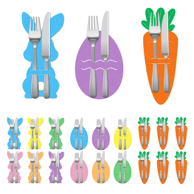 Carrot 18-Piece Easter Cutlery Holders Set 3 Identical Sets of 6 Festive Tableware Decor for Holiday – product detail