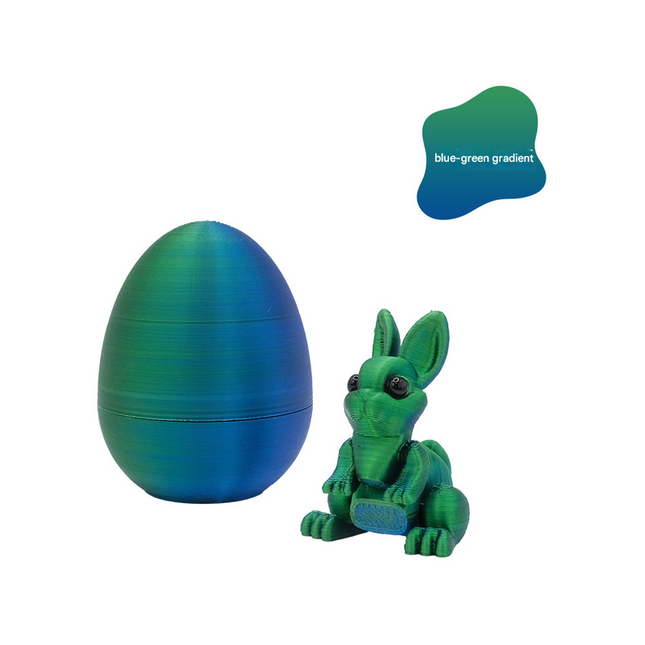 3-Piece Blue-green gradient Easter Surprise Egg Set Identical Interactive Figurines with Hinged Shell