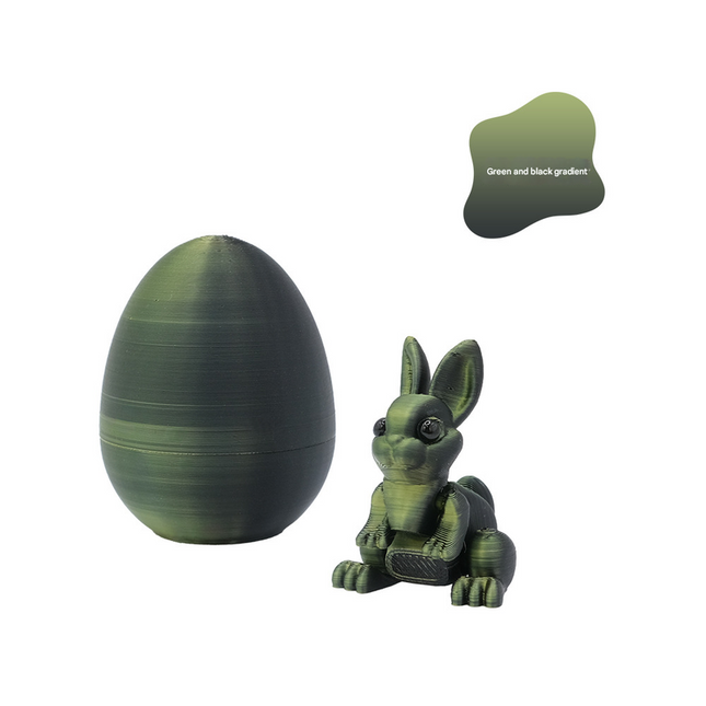 3-Piece Black-to-green gradient Easter Surprise Egg Set Identical Interactive Figurines with Hinged Shell