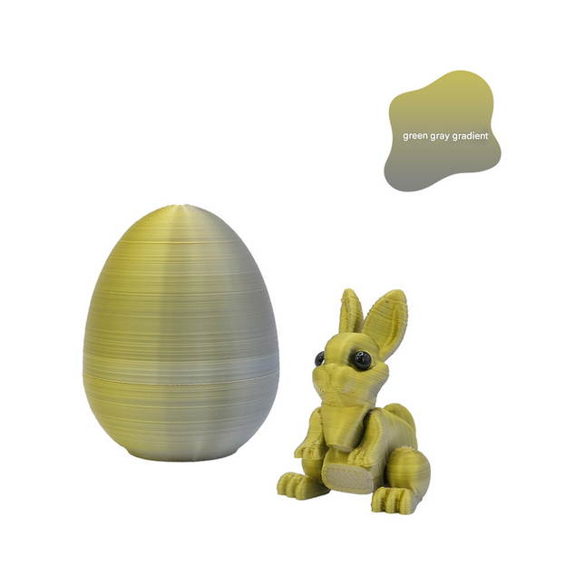 3-Piece Green-to-grey gradient Easter Surprise Egg Set Identical Interactive Figurines with Hinged Shell
