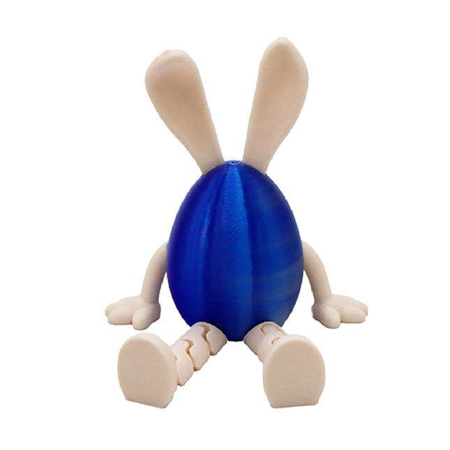 3-Piece Blue-silver gradient Easter Figurine Set Identical Poseable Egg-Shaped Toys for Holiday Display and