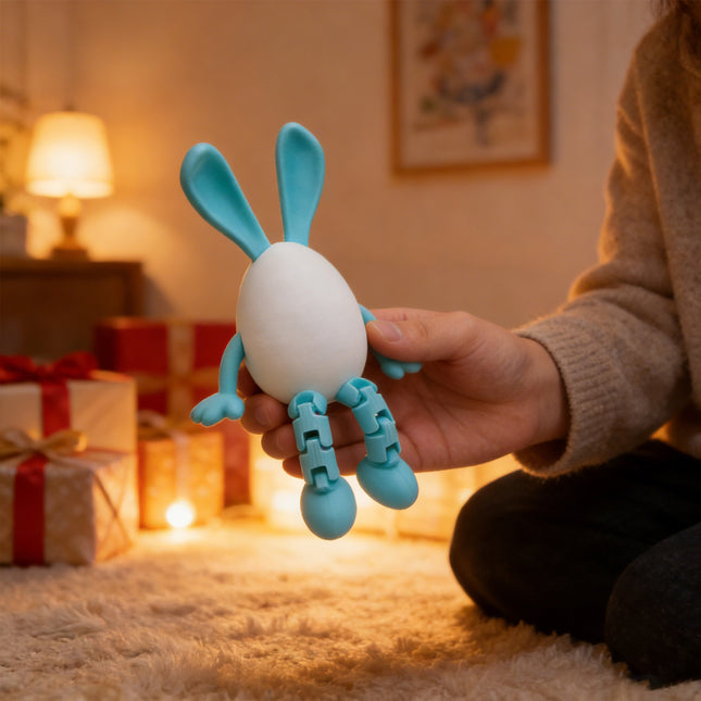 3-Piece Blue-green gradient Easter Figurine Set Identical Poseable Egg-Shaped Toys for Holiday Display and – product detail