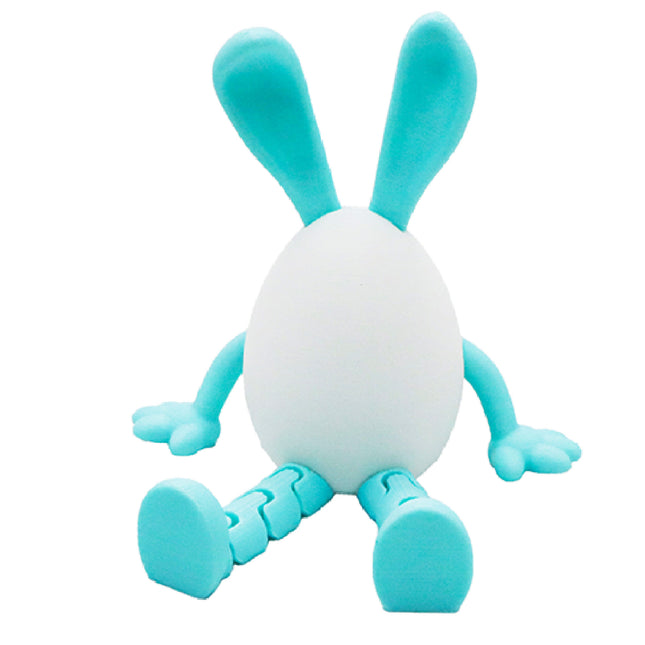 3-Piece Blue rabbit-ear white egg Easter Figurine Set Identical Poseable Egg-Shaped Toys for Holiday