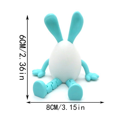 3-Piece Blue rabbit-ear white egg Easter Figurine Set – Identical Poseable Egg-Shaped Toys for Holiday Display and Interactive Play