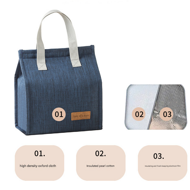 2-Piece Black Vertical Lunch Tote Set Compact Insulated Meal Bag with Large Capacity and Durable Handle – product detail
