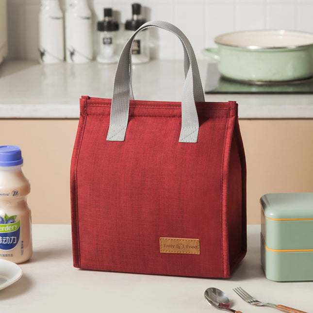 2-Piece Wine red Vertical Lunch Tote Set Compact Insulated Meal Bag with Large Capacity and Durable Handle