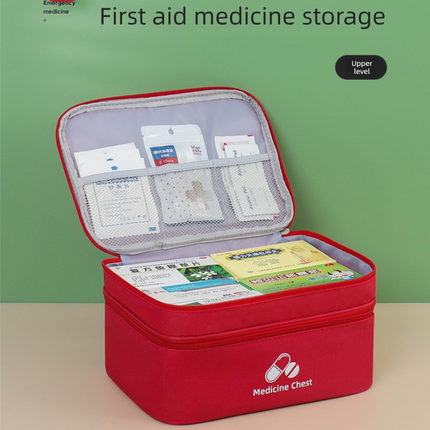 Dark blue Compact Double-Layer Medicine Storage Case Portable First Aid Organizer for Home Travel & – design and finish