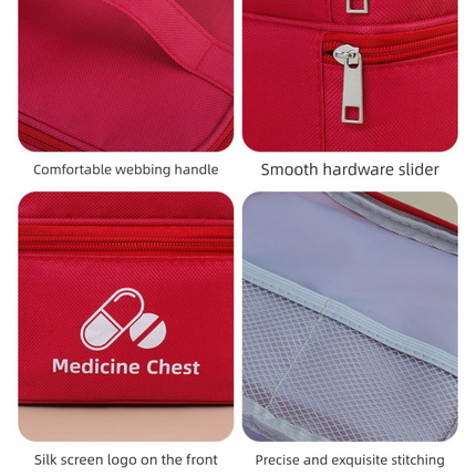 Dark blue Compact Double-Layer Medicine Storage Case Portable First Aid Organizer for Home Travel & – product features