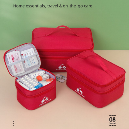 Dark blue Compact Double-Layer Medicine Storage Case Portable First Aid Organizer for Home Travel & – hardware detail