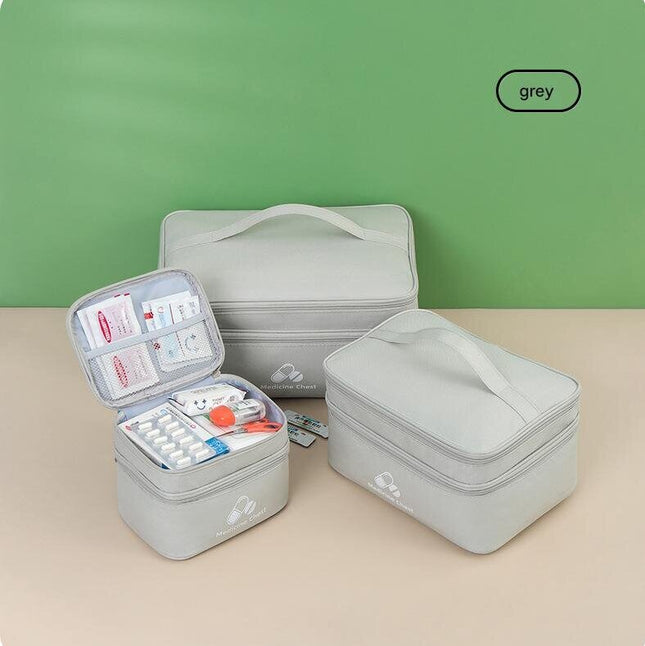 Beige 3-Piece First Aid Organizer Set Small Medium & Large Medicine Storage Cases (19/23/35cm) for Home &