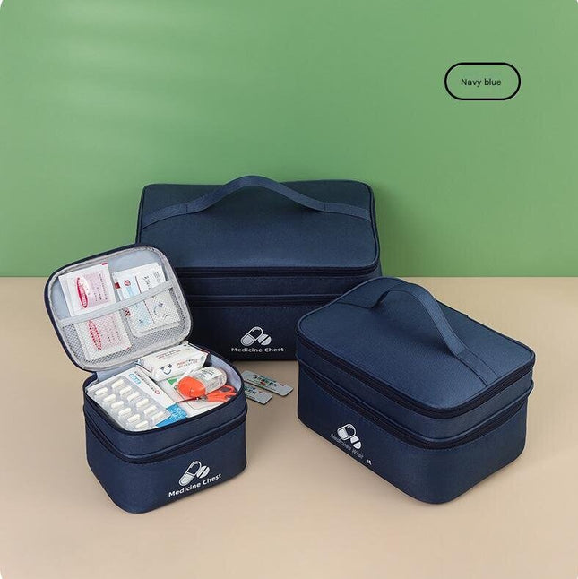 Navy blue 3-Piece First Aid Organizer Set Small Medium & Large Medicine Storage Cases (19/23/35cm) for Home