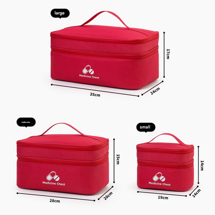 Green 3-Piece First Aid Organizer Set – Small, Medium & Large Medicine Storage Cases (19/23/35cm) for Home & Travel