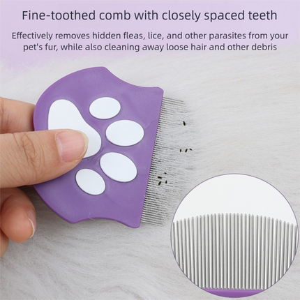 Blue Pet Grooming Comb – Fine-Toothed Flea Remover with Non-Slip Grip for Cats and Dogs