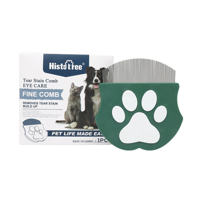 Olive green Pet Grooming Comb Fine-Toothed Flea Remover with Non-Slip Grip for Cats and Dogs