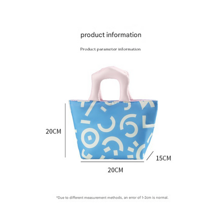 Purple Insulated Lunch Bag – Multi-Color Printed Tote with Padded Handle for Students & Office Workers