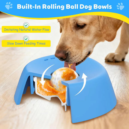 Black bowl and white ball Slow Feeding Dog Bowl with Built-In Rolling Ball – Anti-Spill Pet Lick Dish for Healthy Eating Habits
