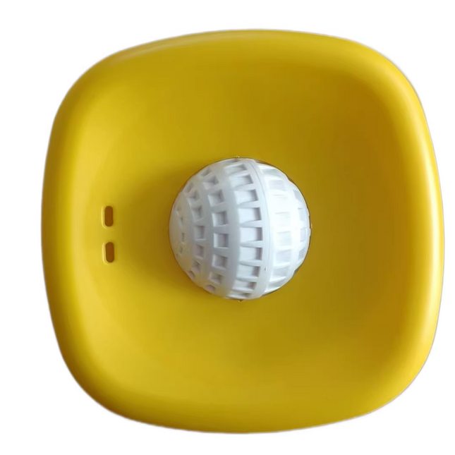Yellow bowl white ball Slow Feeding Dog Bowl with Built-In Rolling Ball Anti-Spill Pet Lick Dish for