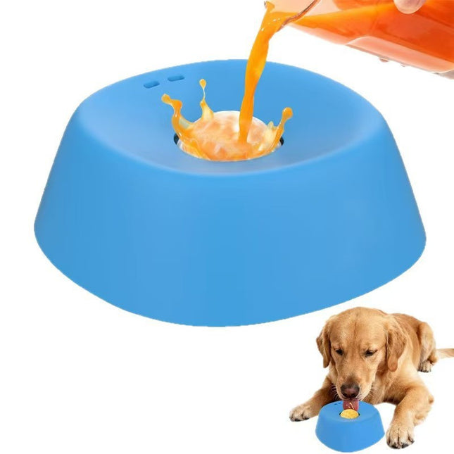 Yellow bowl white ball Slow Feeding Dog Bowl with Built-In Rolling Ball Anti-Spill Pet Lick Dish for – product detail