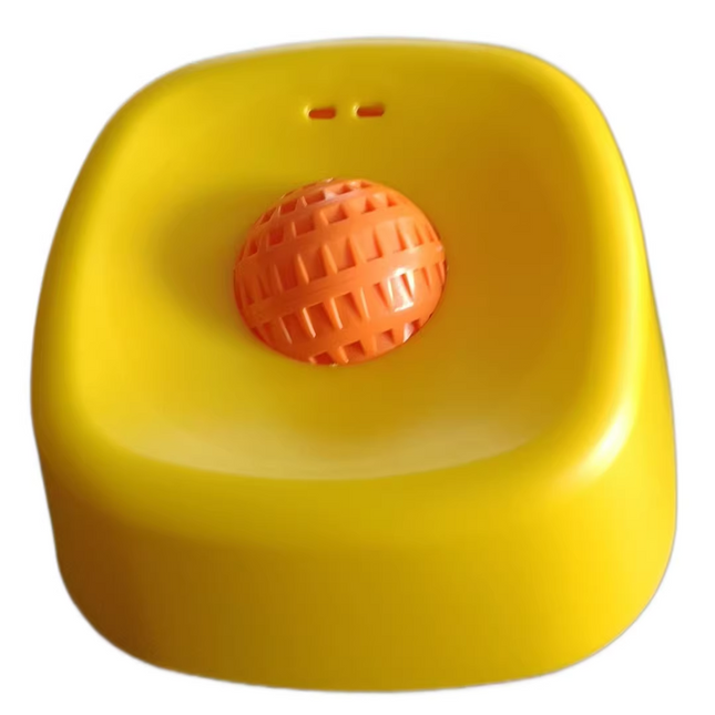 Yellow bowl with orange ball Slow Feeding Dog Bowl with Built-In Rolling Ball Anti-Spill Pet Lick Dish for