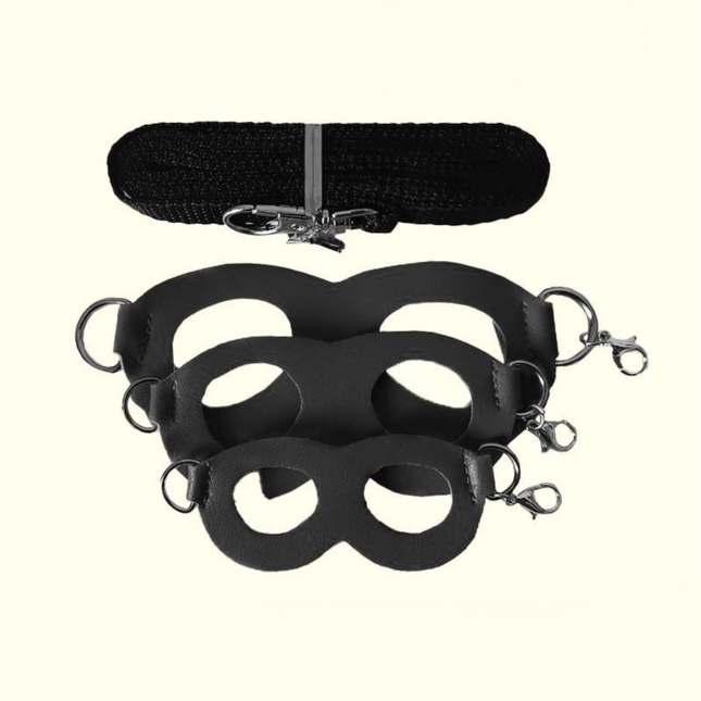 2-Pack Black Small Mammal Harness Set 6 Pcs (S/M/L x 2) Plus 2 x 1.5m Leashes for Secure Outdoor Handling