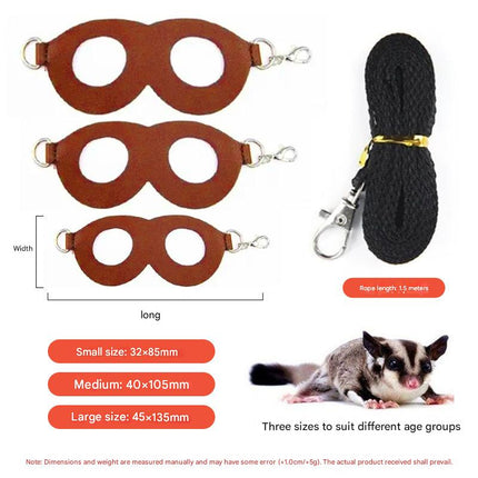 2-Pack Black Small Mammal Harness Set – 6 Pcs (S/M/L ×2) + 2×1.5m Leashes for Secure Outdoor Handling