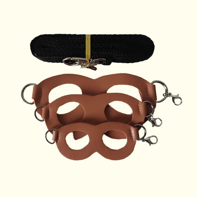 2-Pack dark brown Small Mammal Harness Set 6 Pcs (S/M/L x 2) Plus 2 x 1.5m Leashes for Secure Outdoor
