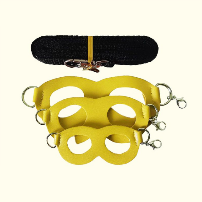 2-Pack yellow Small Mammal Harness Set 6 Pcs (S/M/L x 2) Plus 2 x 1.5m Leashes for Secure Outdoor Handling