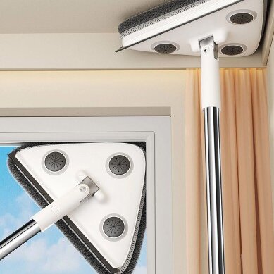 5-Pack Window Cleaning Tool – Extendable Rod + 25cm Triangular Head + 2 Cleaning Cloths for Ceiling, Glass & Floor