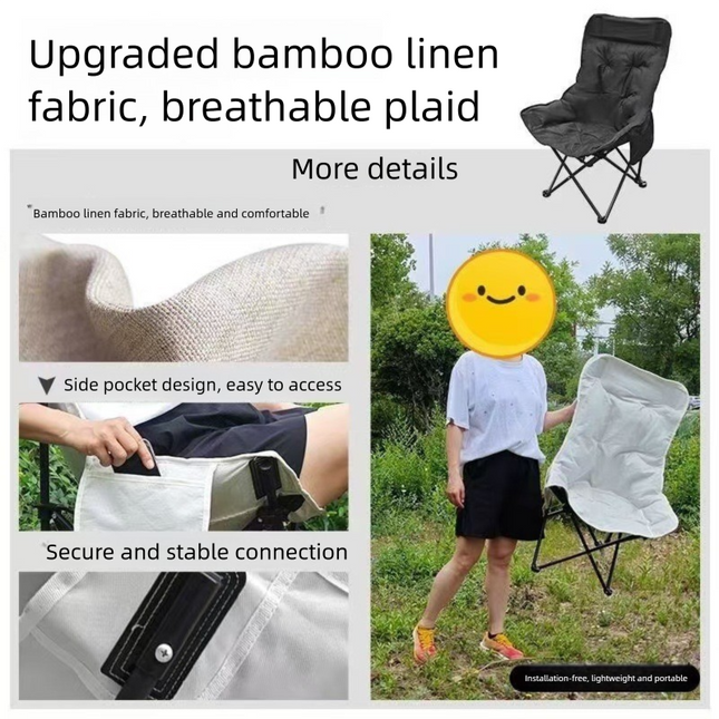 Black Fixed High-Back Folding Chair 46cm Wide Seat 90cm Height 250kg Load Capacity with Carry Bag – product detail
