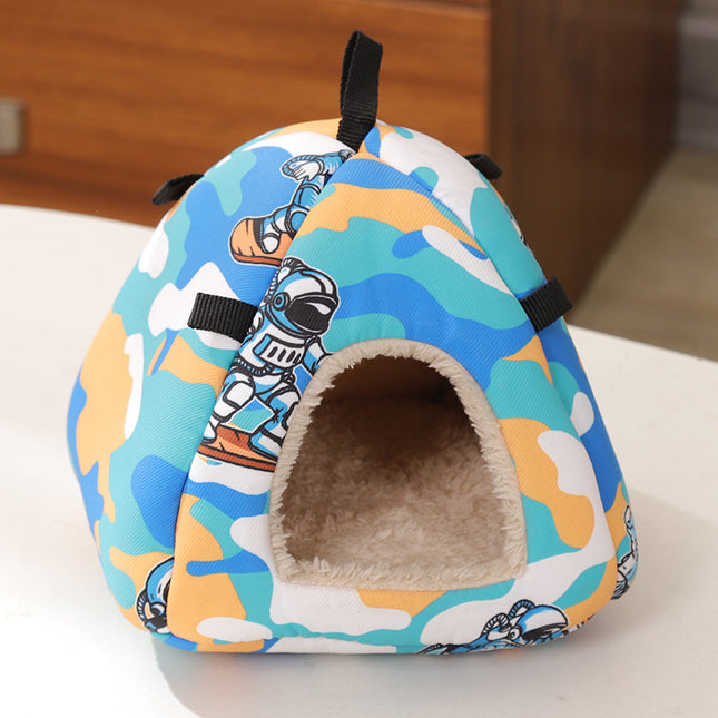Graffiti Space Soft Shelter for Small Mammals Hanging & Floor Use Waterproof Surface Easy Clean(Size M)
